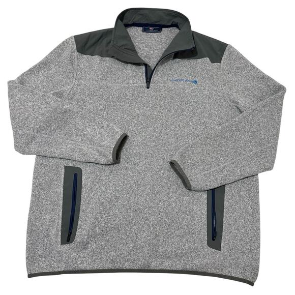Vineyard Vines Mens Gray Heather Quarter Zip Pullover Sweater Size XL - Picture 1 of 6